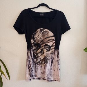 Daytrip Skull Black and White Sparkle Beaded Y2K Indie Sleeze Iconic Bikercore